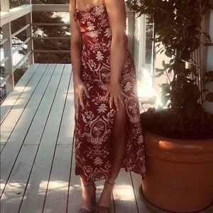 Urban outfitters red/burgundy/maroon patterned XS slip dress